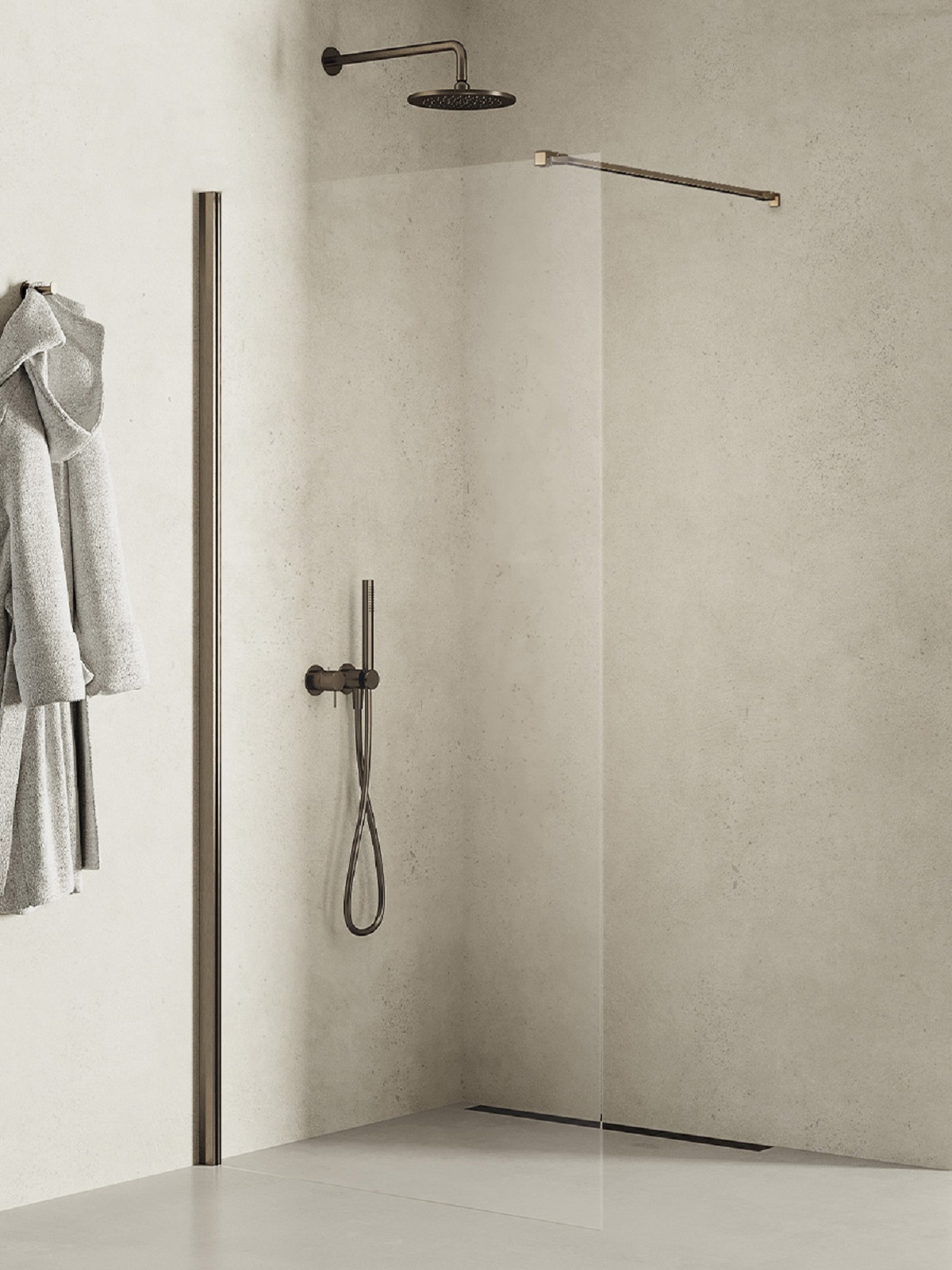 New Trendy New Soleo Gunmetal Brushed paroi de douche walk-in 110 cm graphite brossé/verre transparent K-2263-WP