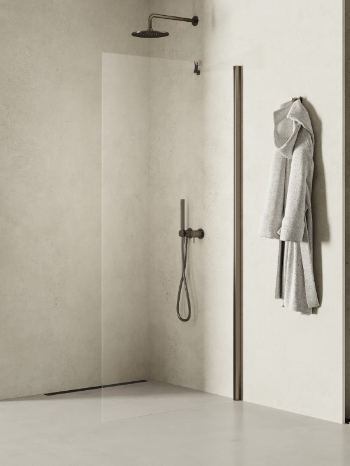 New Trendy New Soleo Gunmetal Brushed paroi de douche walk-in 50 cm graphite brossé/verre transparent K-2257