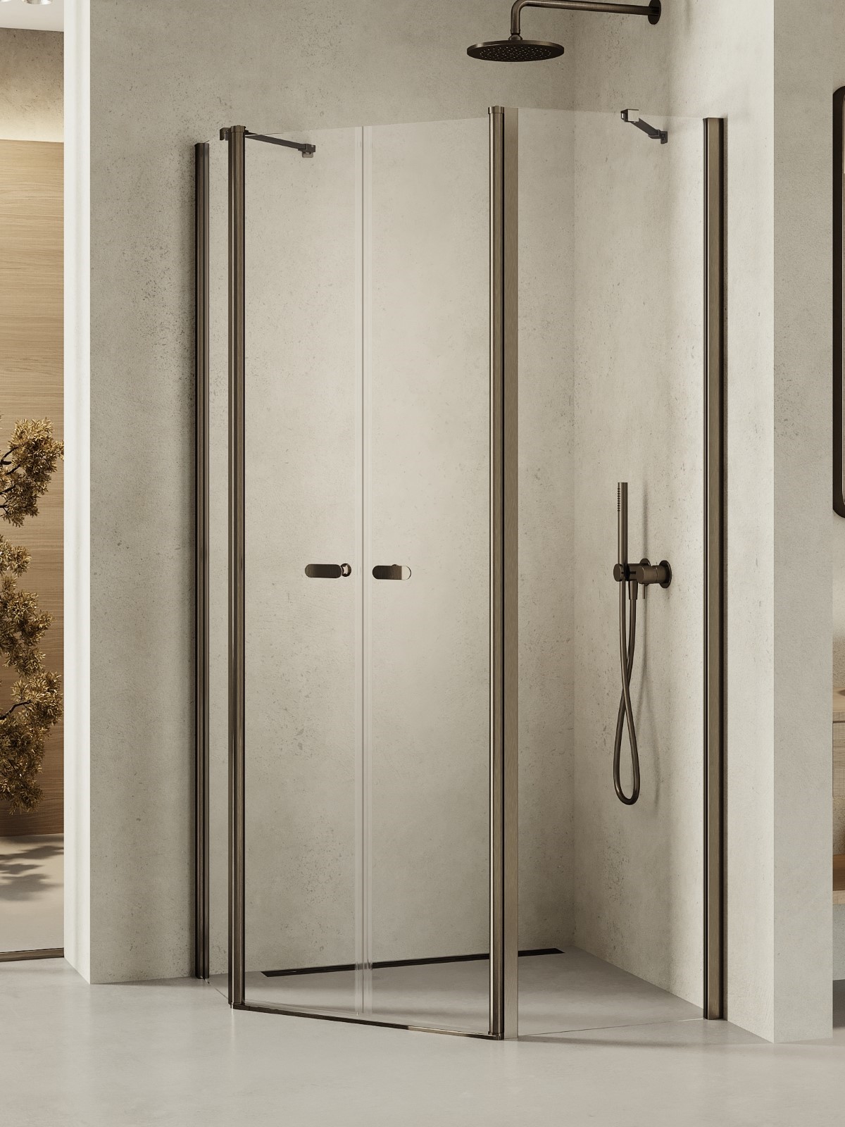 New Trendy New Soleo Gunmetal Brushed cabine de douche 100x80 cm graphite brossé/verre transparent K-1713