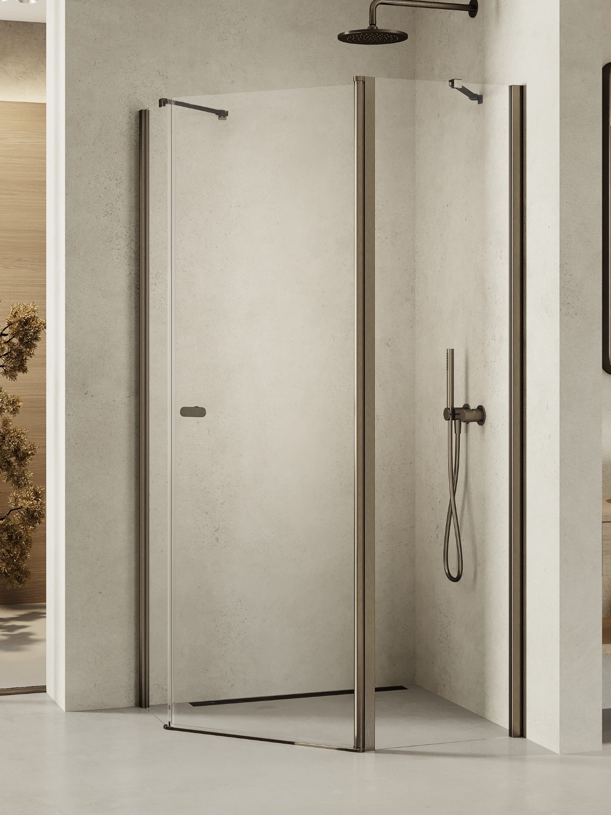 New Trendy New Soleo Gunmetal Brushed cabine de douche 100x80 cm graphite brossé/verre transparent K-1710