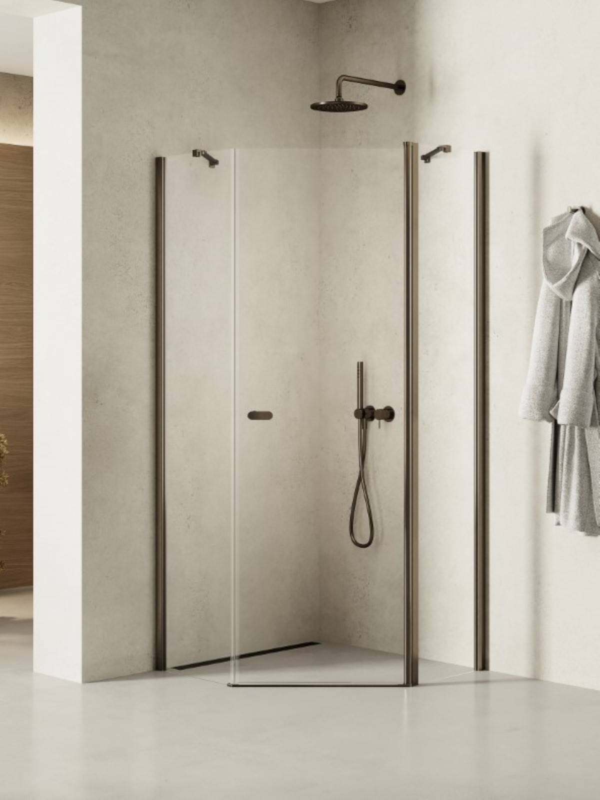 New Trendy New Soleo Gunmetal Brushed cabine de douche 80x80 cm graphite brossé/verre transparent K-1707