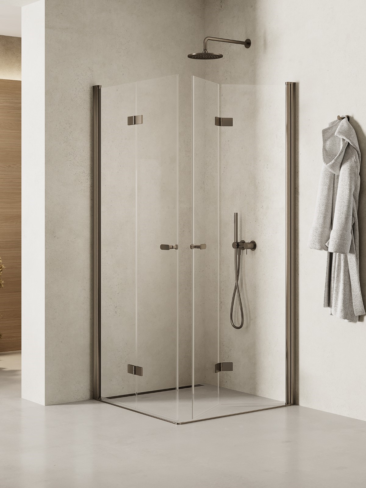 New Trendy New Soleo Gunmetal Brushed cabine de douche 80x70 cm rectangulaire graphite brossé/verre transparent K-2245