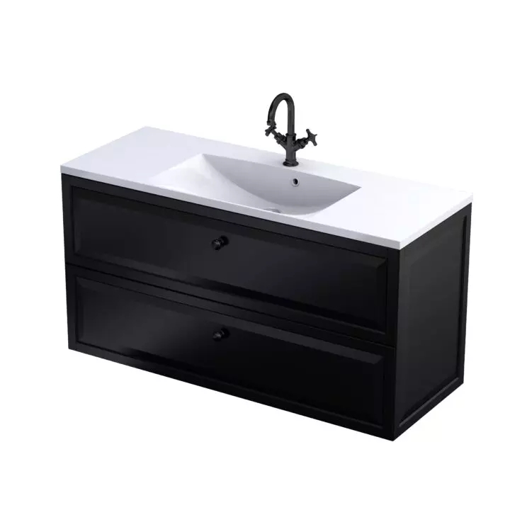 Oristo Montebianco armoire 120x45.9x60.3 cm sous-lavabo suspendu noir OR47-SD2S-120-8