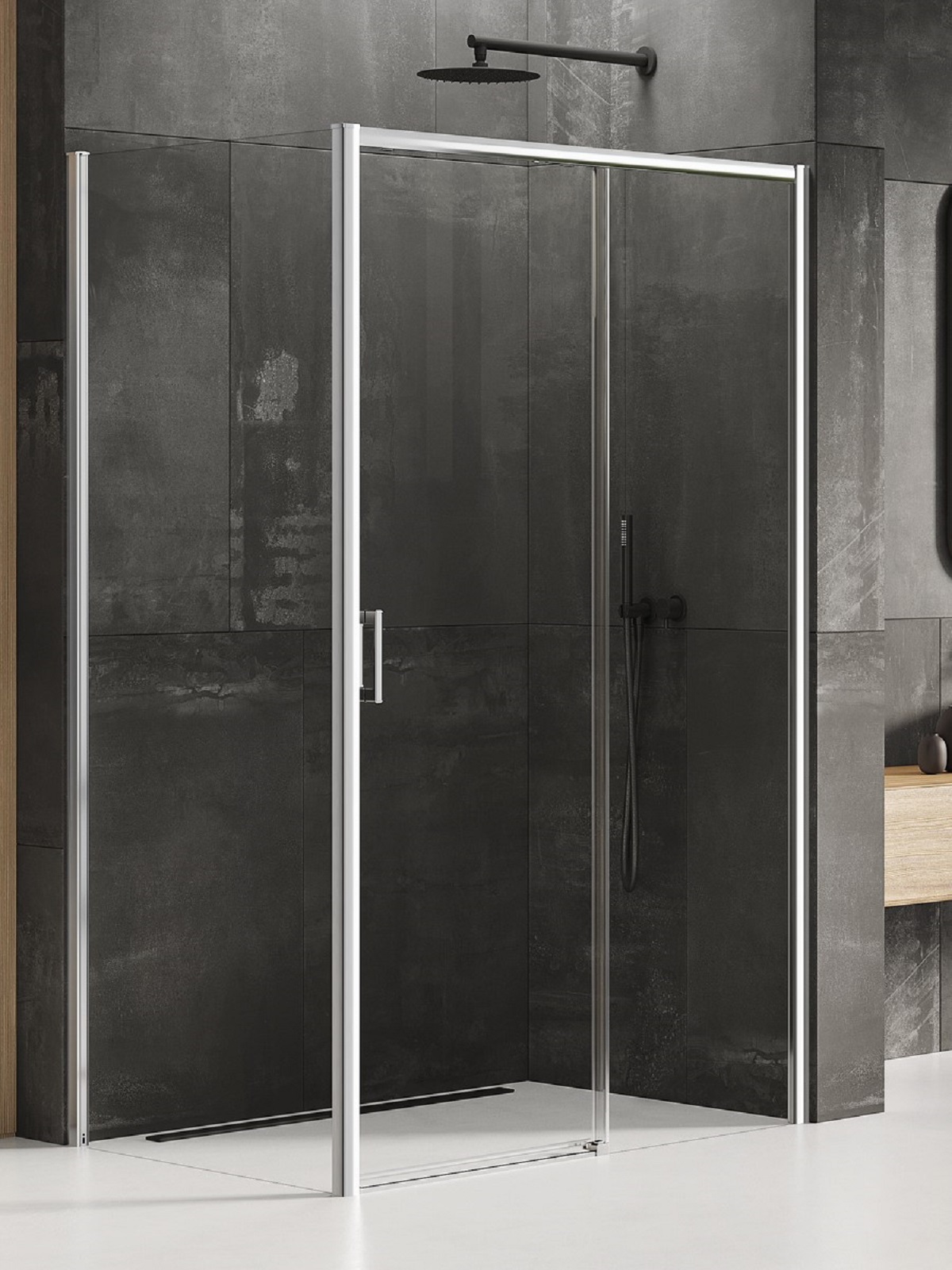 New Trendy Prime cabine de douche 160x80 cm rectangulaire chrome brillant/verre transparent D-0311A/D-0123B