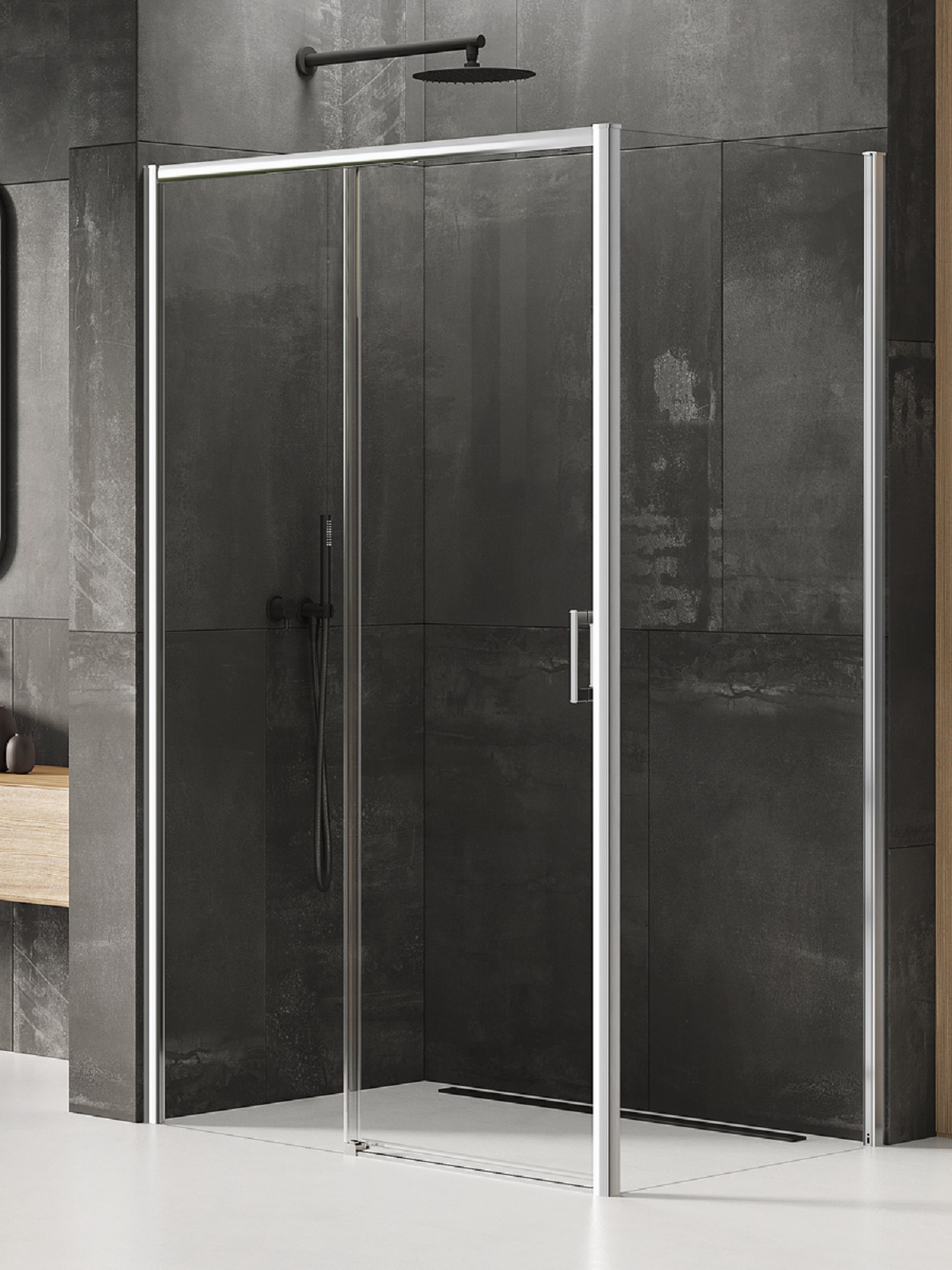 New Trendy Prime cabine de douche 150x90 cm rectangulaire chrome brillant/verre transparent D-0308A/D-0124B