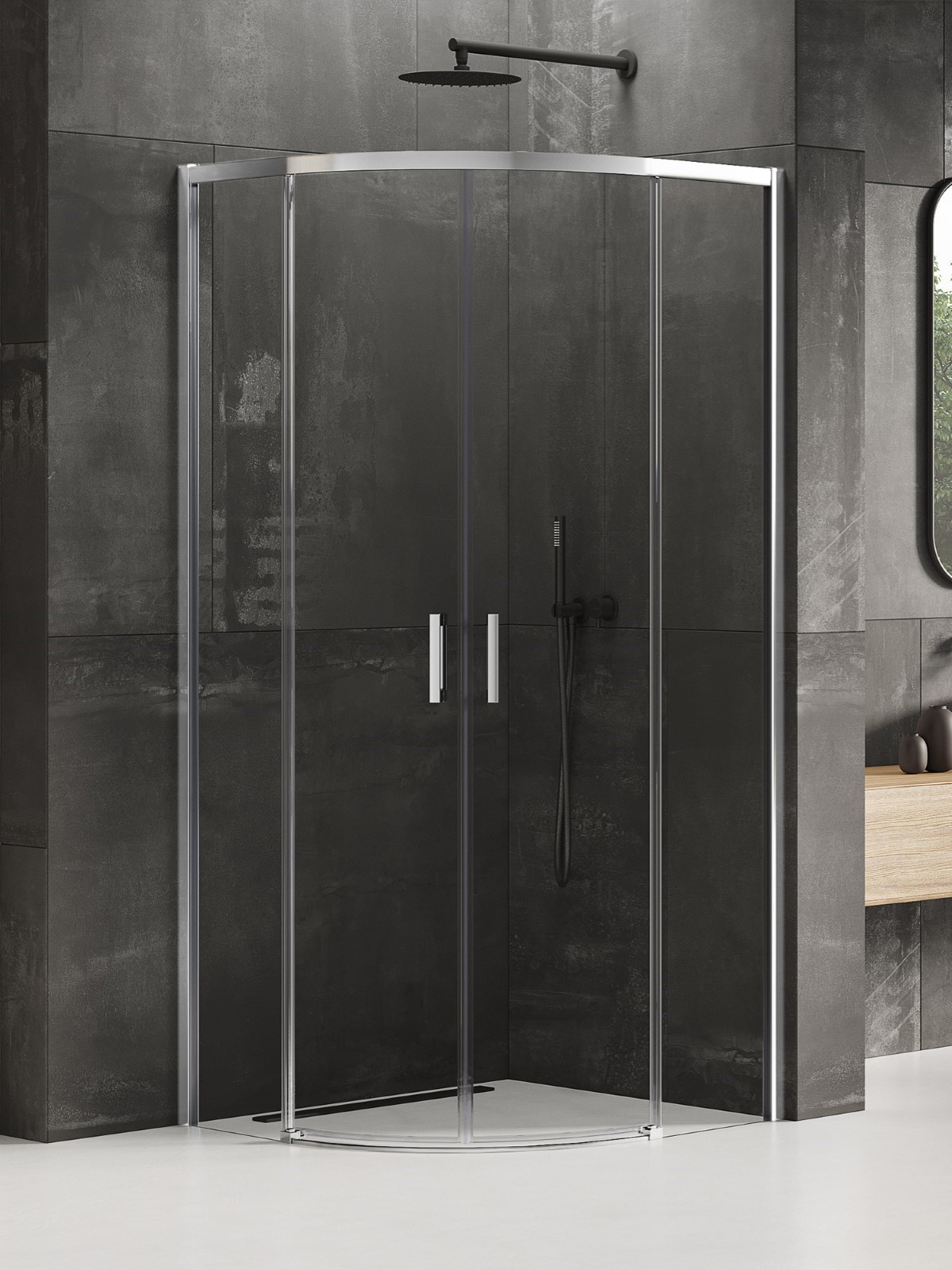 New Trendy Prime cabine de douche 80x80 cm semi-circulaire chrome brillant/verre transparent K-3554