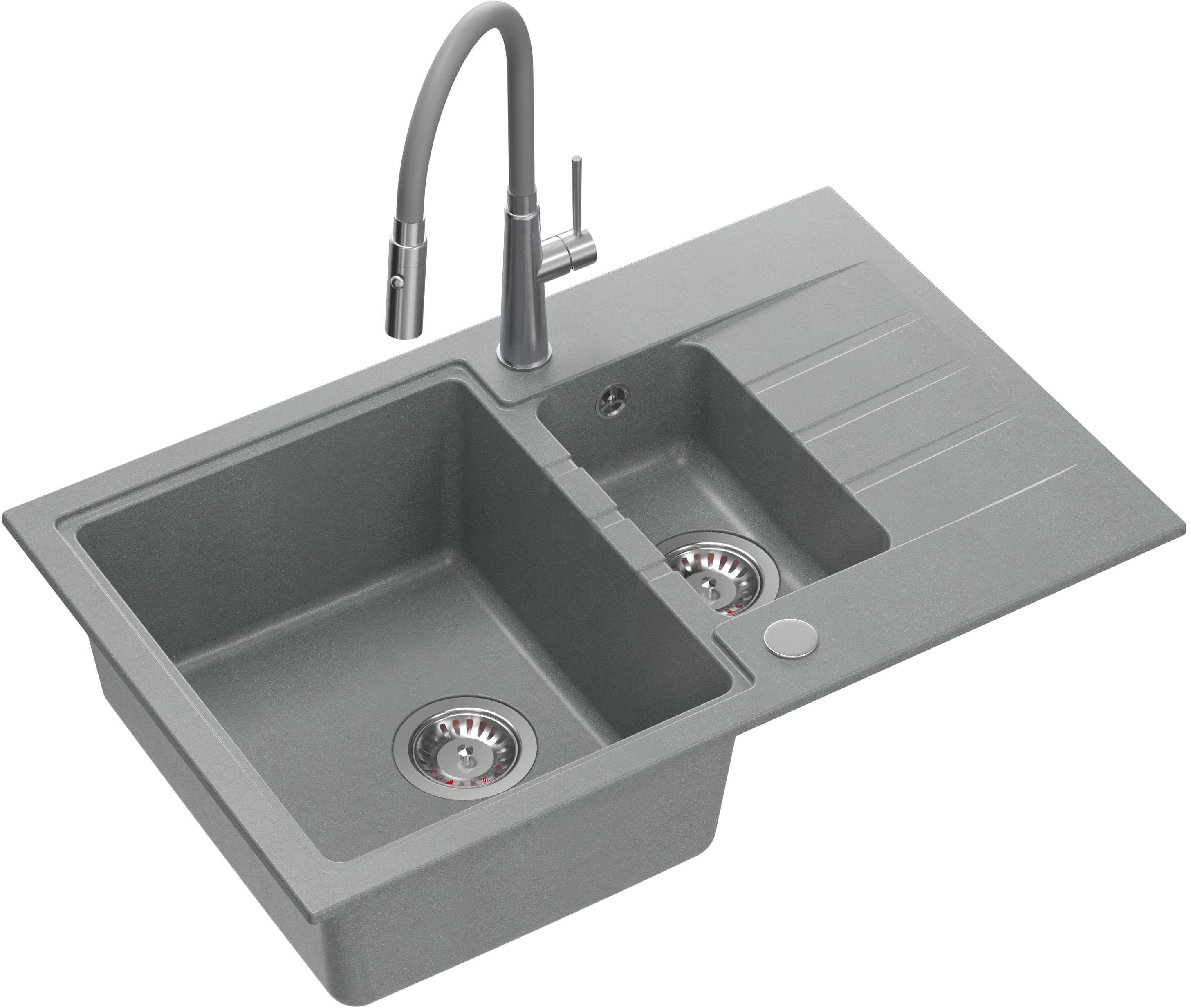 Quadron Peter évier avec mitigeur gris/acier HCQP57850SZK_3922505BSGR