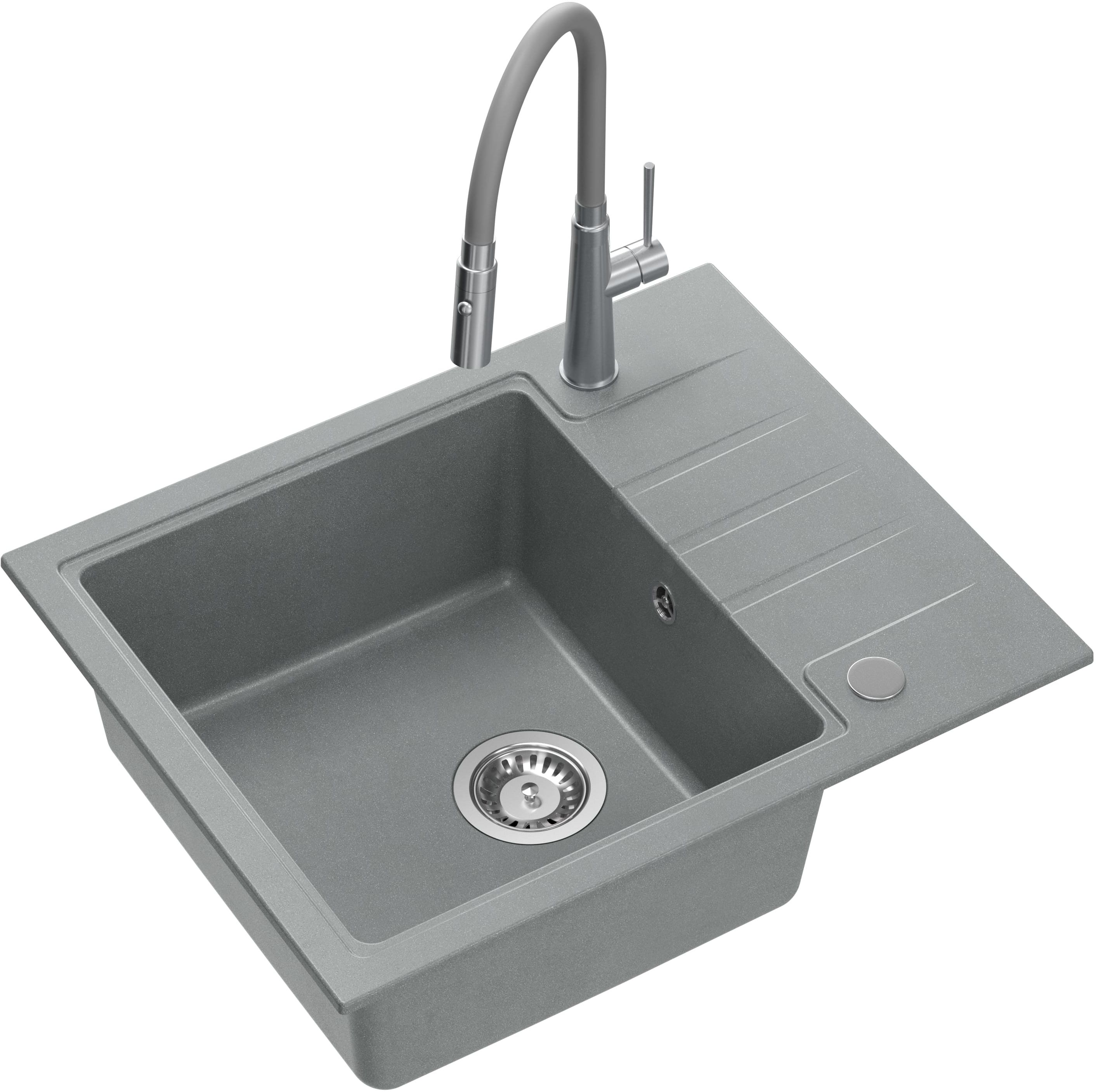 Quadron Peter évier avec mitigeur gris/acier HCQP6250SZK_3922505BSGR