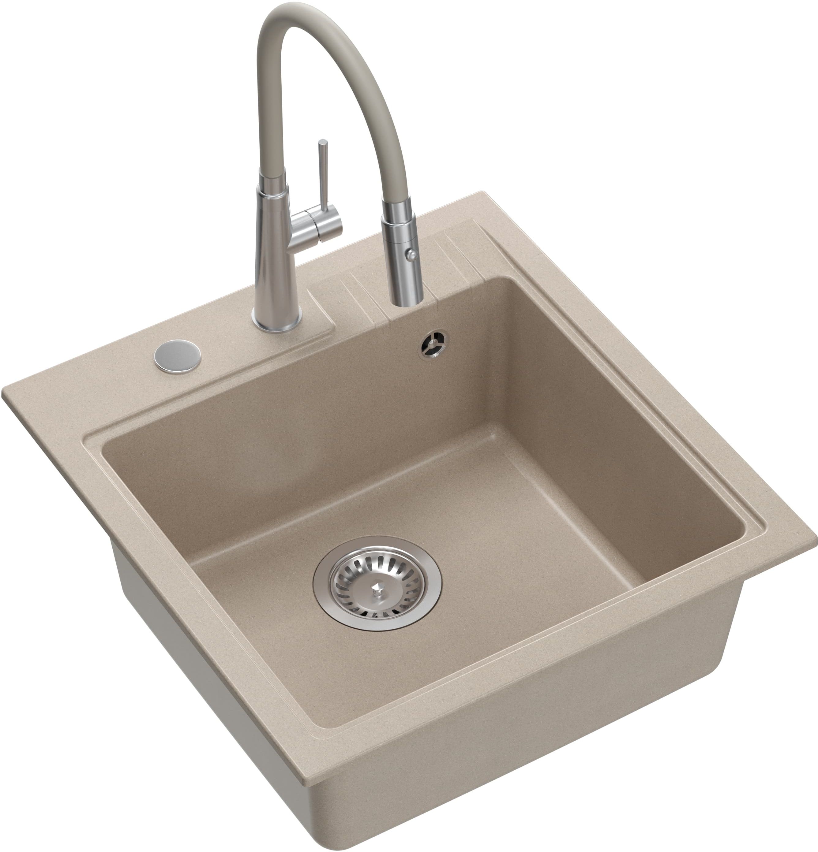 Quadron Peter évier avec mitigeur beige/acier HCQP5052BEZK_3922505BSBE