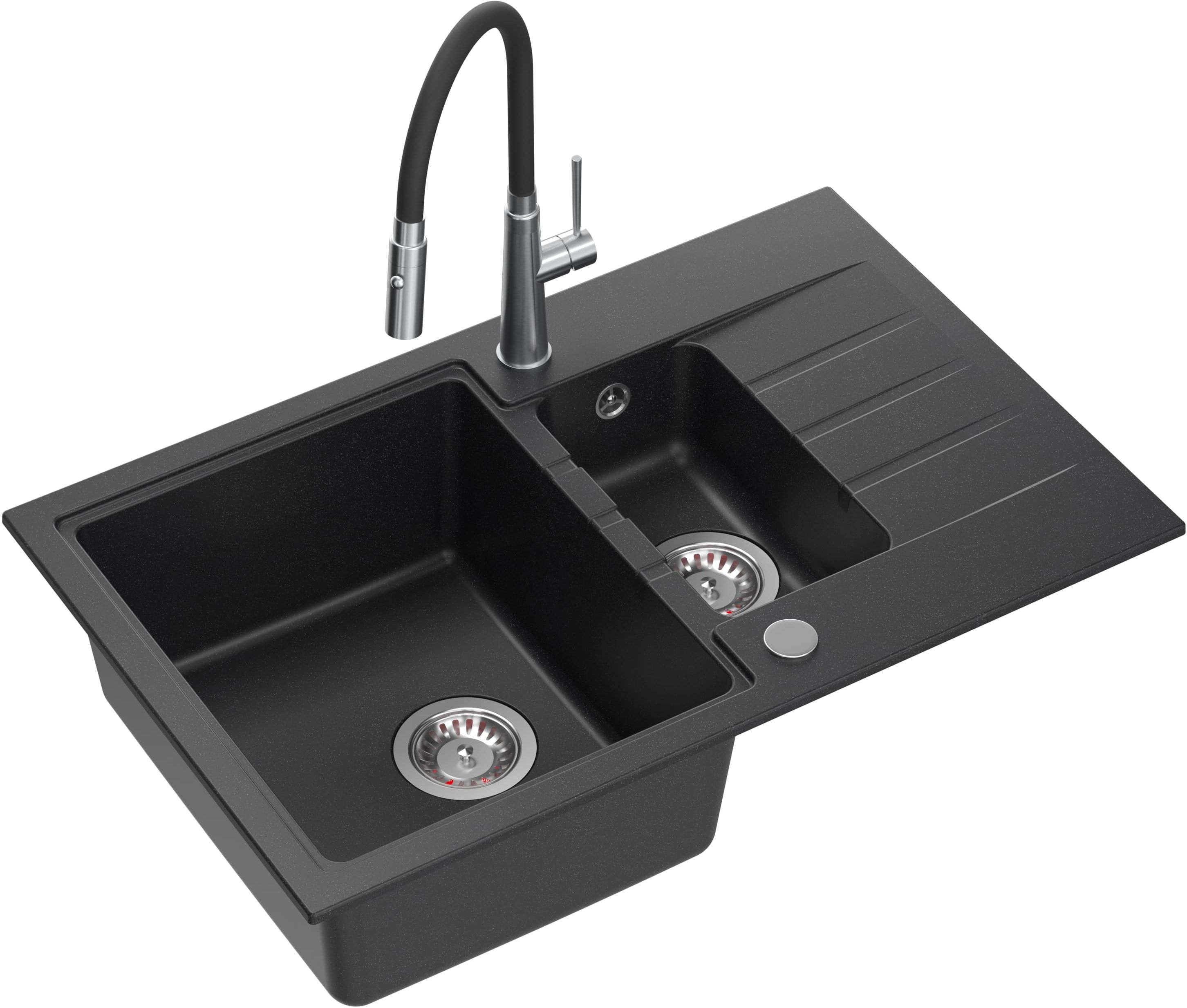 Quadron Peter évier avec mitigeur noir/acier HCQP57850CZK_3922505BSBL