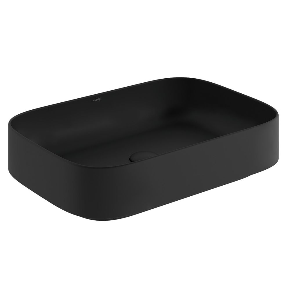 Kludi Resa S lavabo avec bouchon 60x40 cm rectangulaire à poser noir 58CW4039