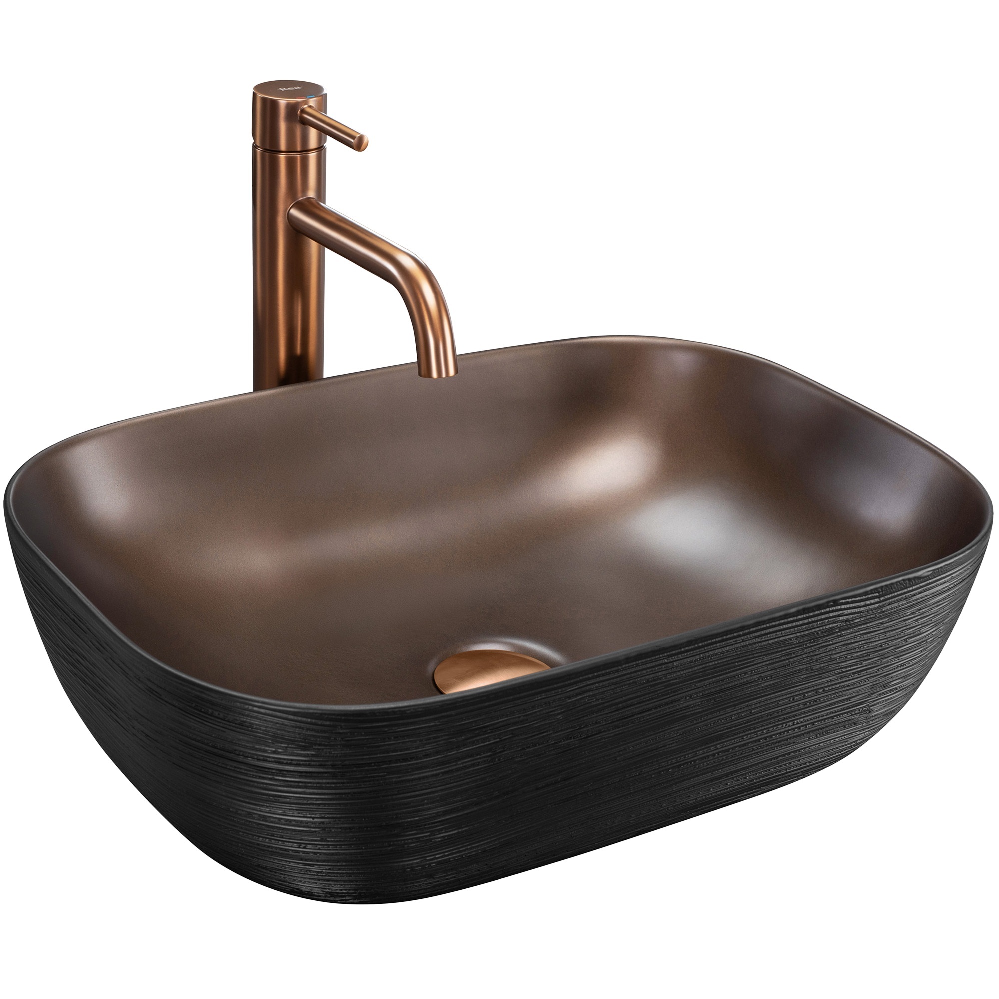Rea Belinda Cooper lavabo 46.5x33.5 cm rectangulaire à poser noir mat REA-U6384