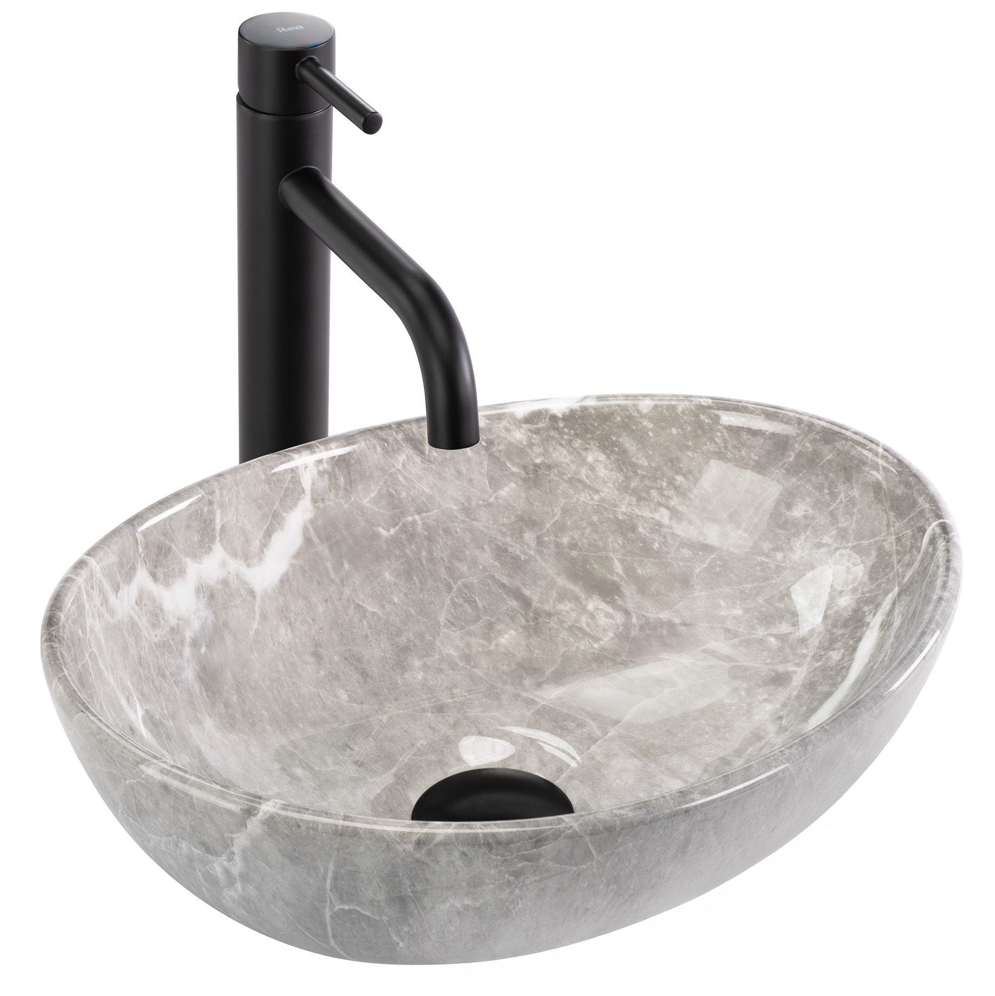 Rea Sofia lavabo 35x26 cm ovale à poser gris/pierre mat REA-U9237