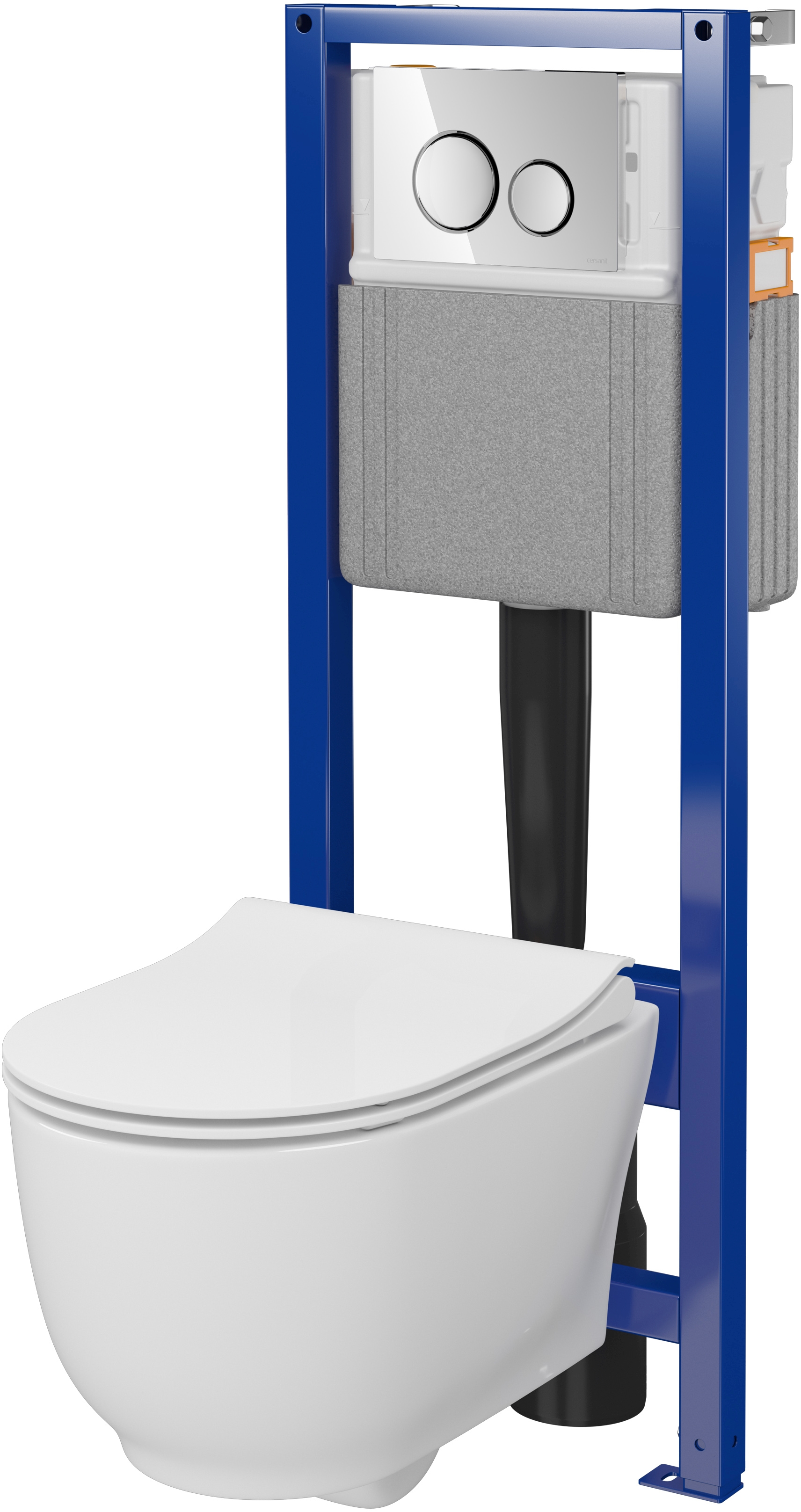 Cersanit Luna kit châssis avec cuvette, abattant et bouton S4028-001