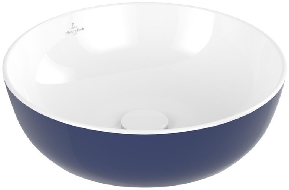 Villeroy & Boch Artis lavabo 43x43 cm ronde à poser blanc-bleu 417943BCS4
