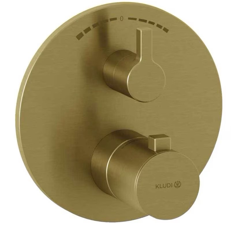 Kludi Nova Fonte Puristic mitigeur bain-douche encastrée avec thermostat doré 20810N015