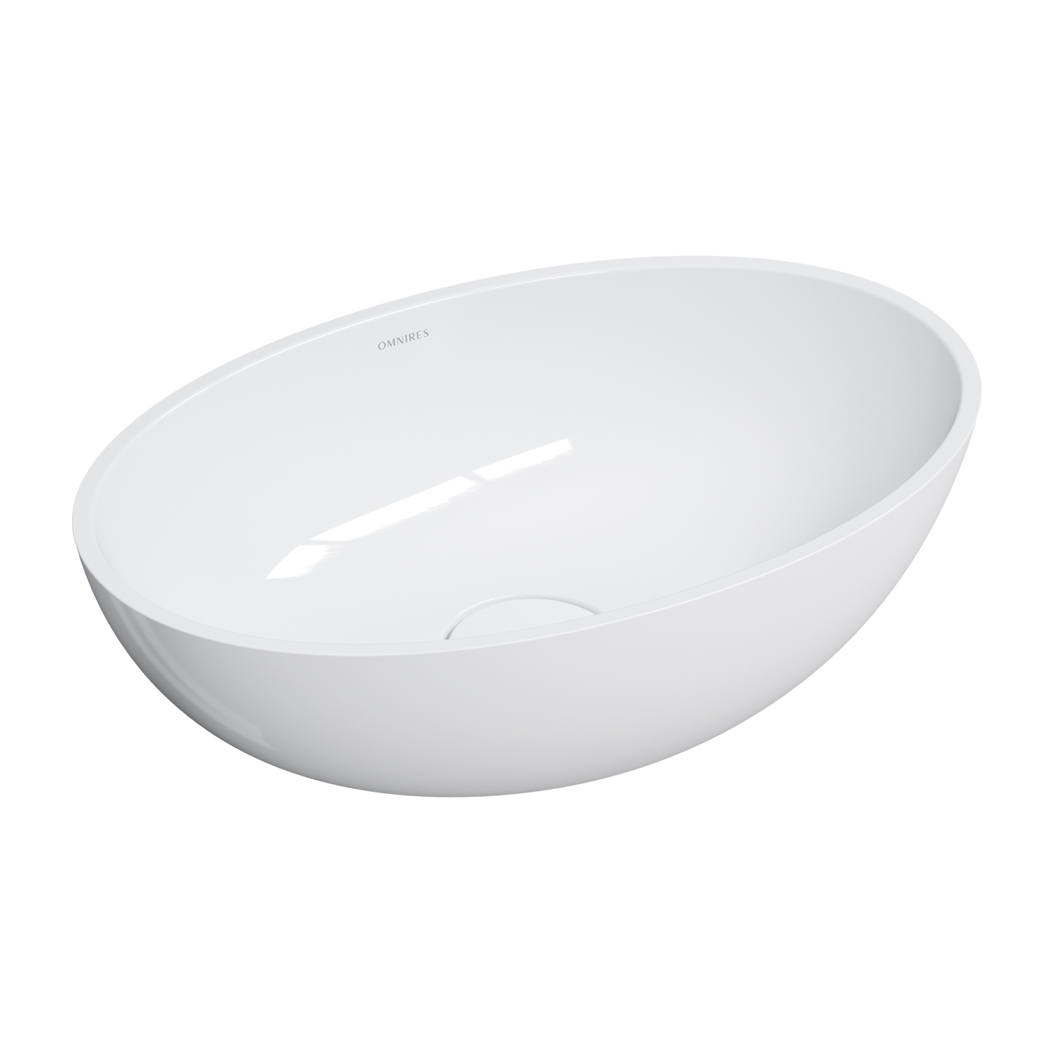Omnires Shell M+ lavabo 50x32 cm ovale à poser blanc brillant SHELL500UNBP