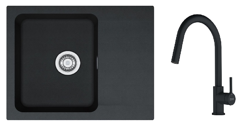 Set mitigeur de cuisine Franke Lina 115.0626.053, évier Tectonite Franke Orion 114.0286.441