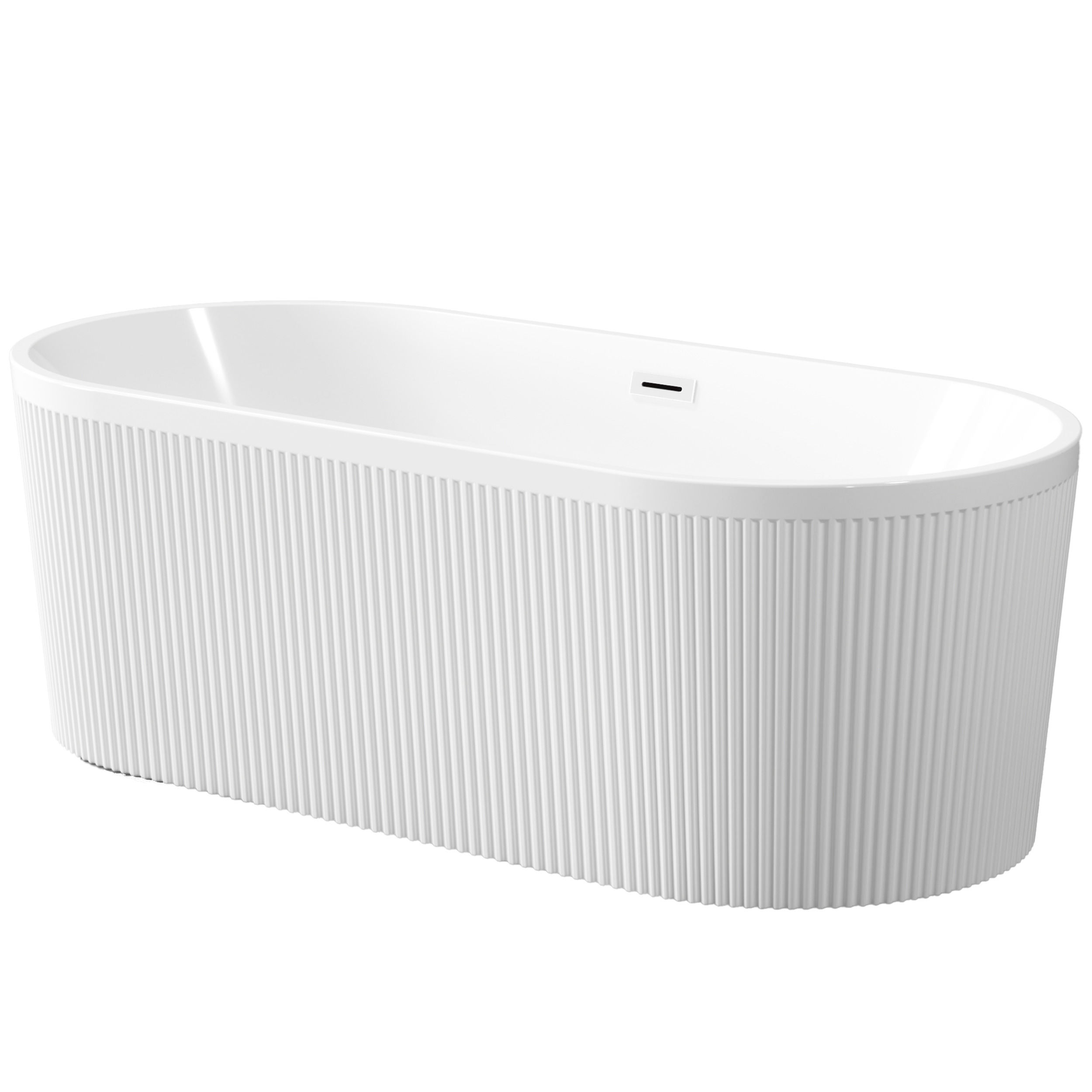 Invena Glamour baignoire autoportante 170x80 cm ovale blanc AN-01-110