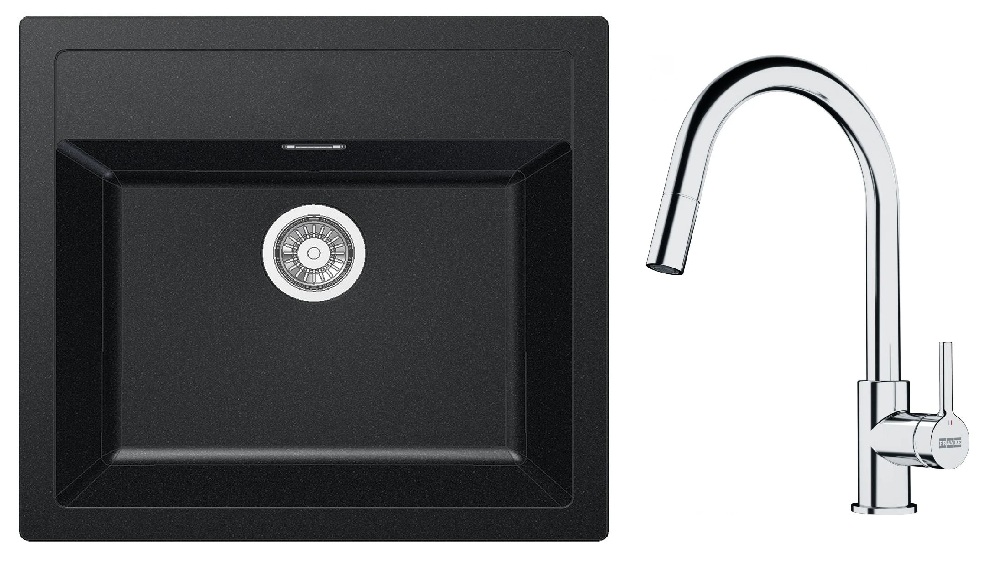 Set évier Tectonite Franke Sirius 114.0205.049, mitigeur de cuisine Franke Lina 115.0693.229