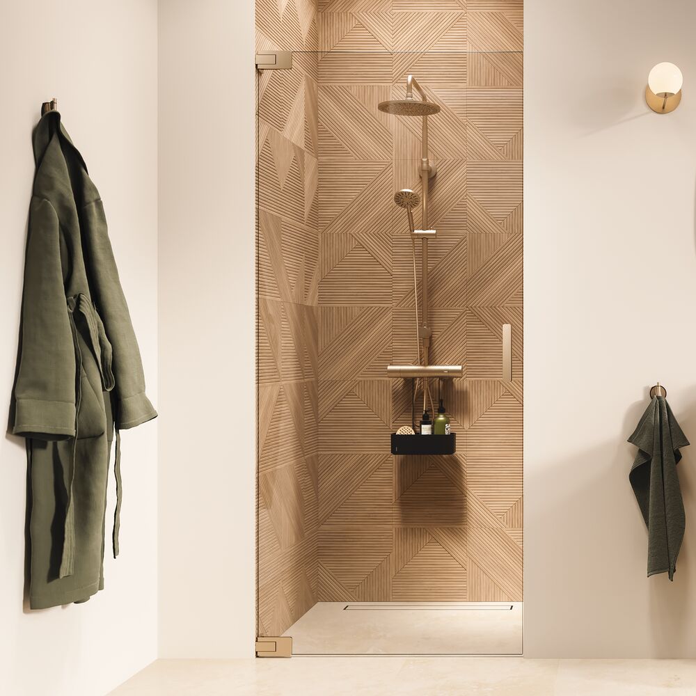 Sealskin Pure porte de douche 80 cm à ouverture basculante doré brossé/verre transparent PU140806495100