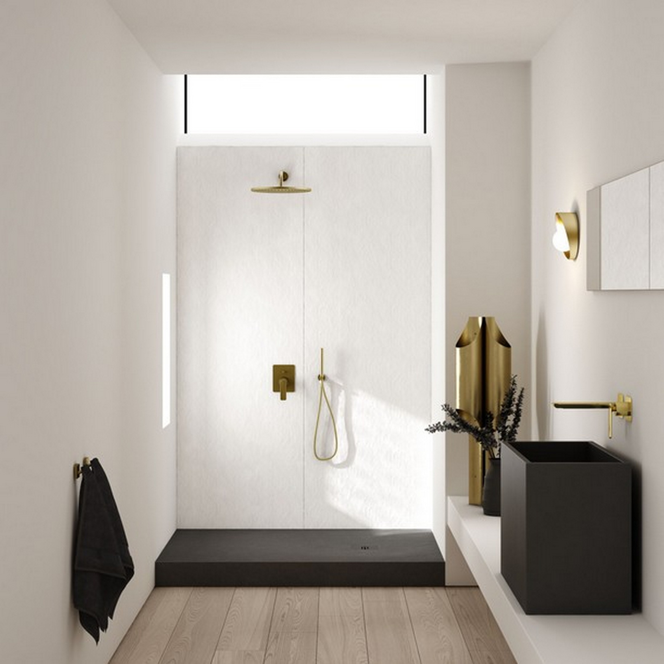 Schedline Nonlimits Black Stone receveur de douche rectangulaire + cache 90x70 cm noir 3ST.N1P-7090/C/ST- M1/C/ST