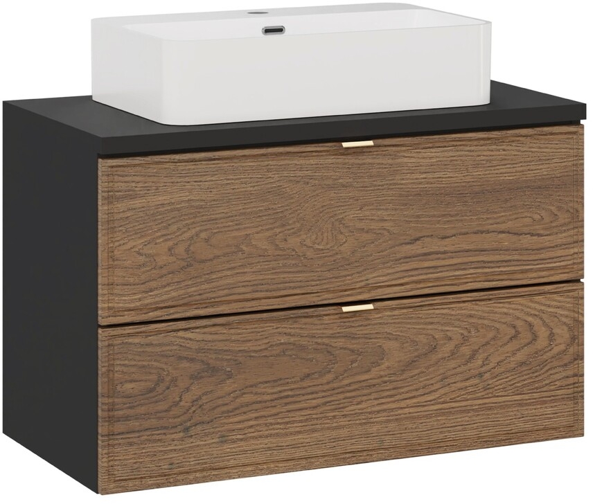 Set armoire Comad Talia Casella TALIA CASELLA 82-80-46-2S, lavabo Comad Trust 2 TRUST 2 WHITE ( E-6282 ), BLACK 89-80-46 L