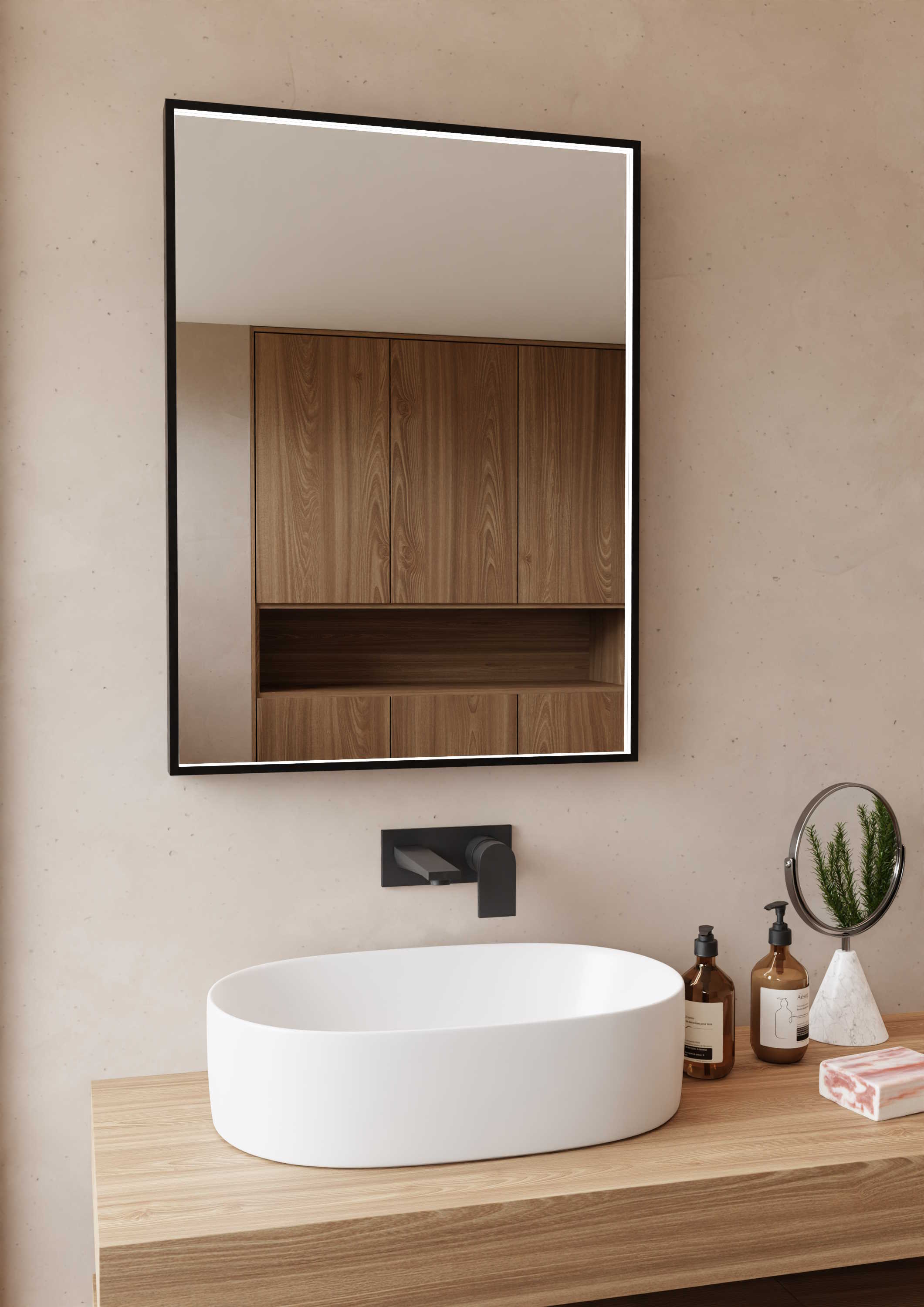 Dubiel Vitrum Poe miroir 60x80 cm rectangulaire avec éclairage noir 5905241013244