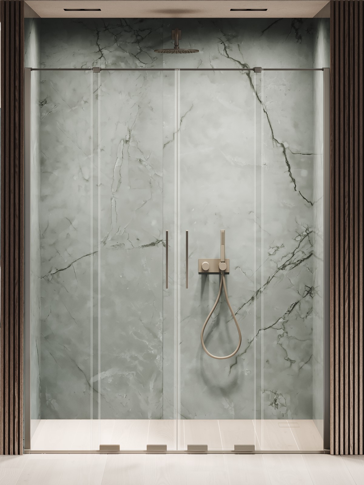 New Trendy Smart porte de douche 160 cm coulissant brossé/verre transparent EXK-7836