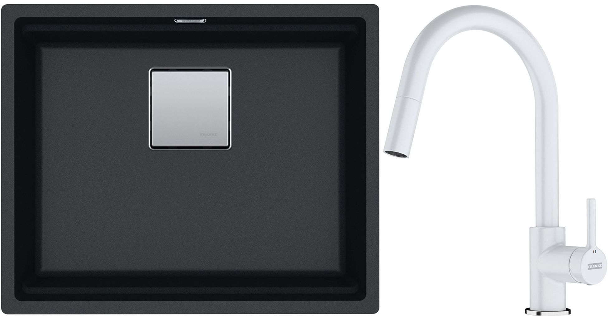 Set évier en granit Franke Kanon 125.0528.612, mitigeur de cuisine Franke Lina 115.0626.081