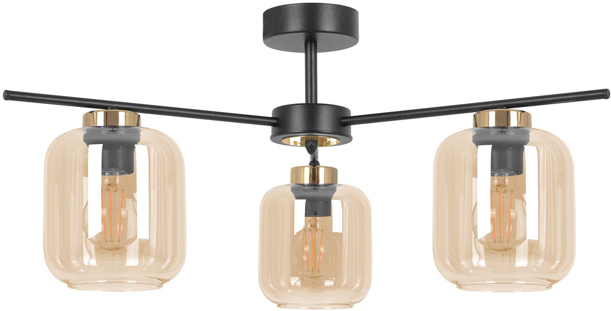 Kaja Iga plafonnier 3x15 W noir-doré-ambré K-5511