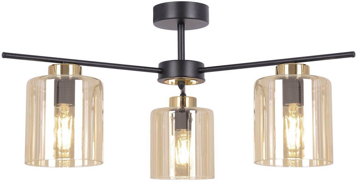 Kaja Aurelia plafonnier 3x15 W noir-doré-ambré K-5521