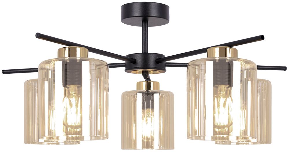 Kaja Aurelia plafonnier 5x15 W noir-doré-ambré K-5522