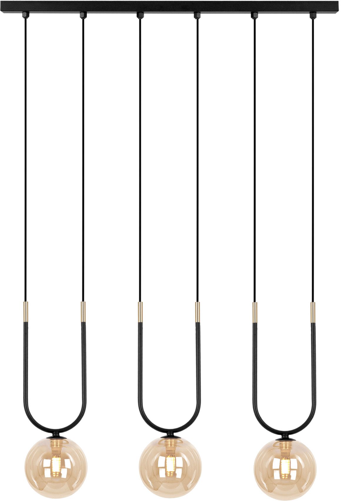 Kaja Goldi lampe suspendue 3x10 W noir-doré-ambre K-5596