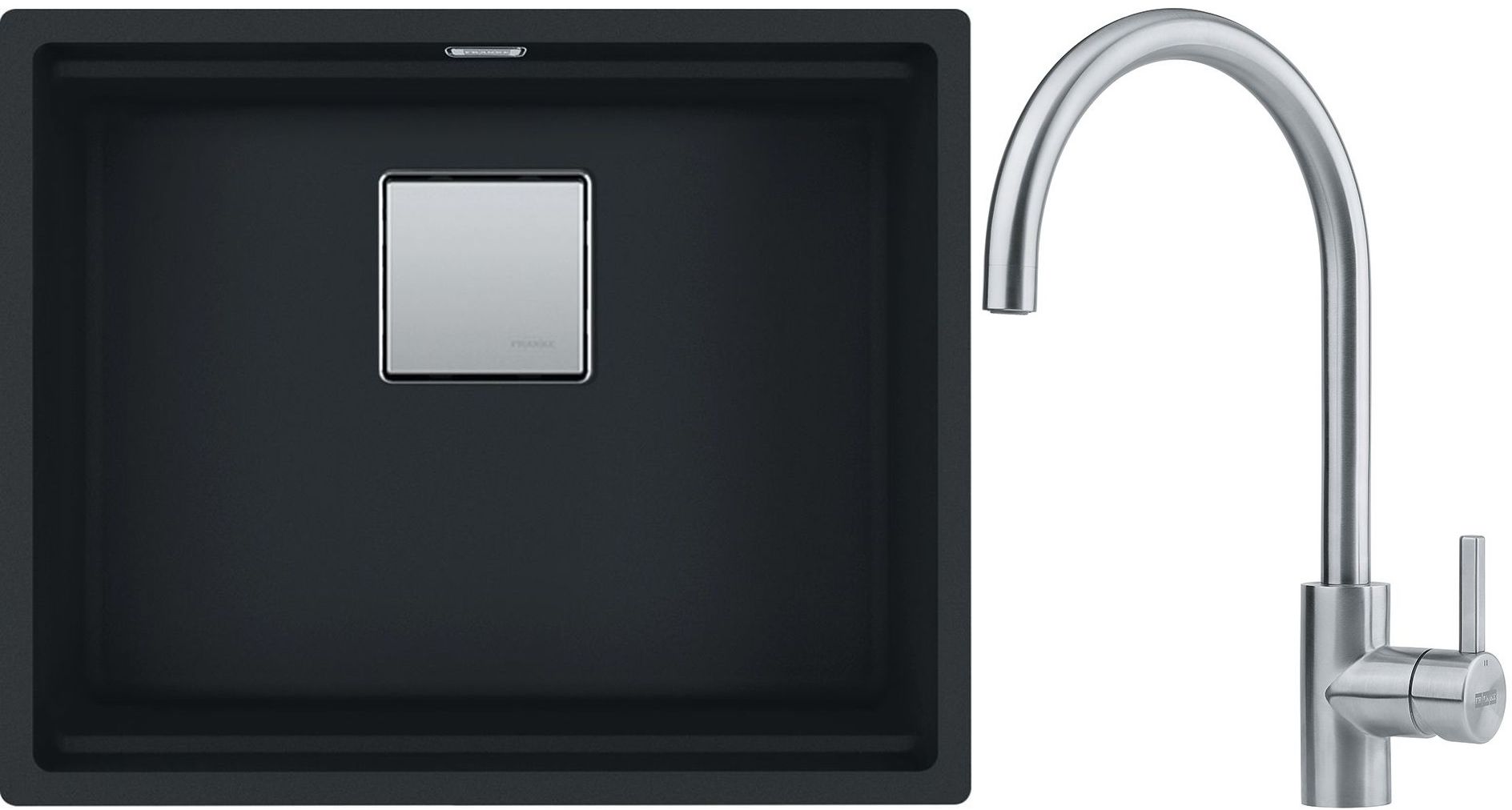 Set évier en granit Franke Kanon 125.0633.002, mitigeur de cuisine Franke Eos 115.0590.044