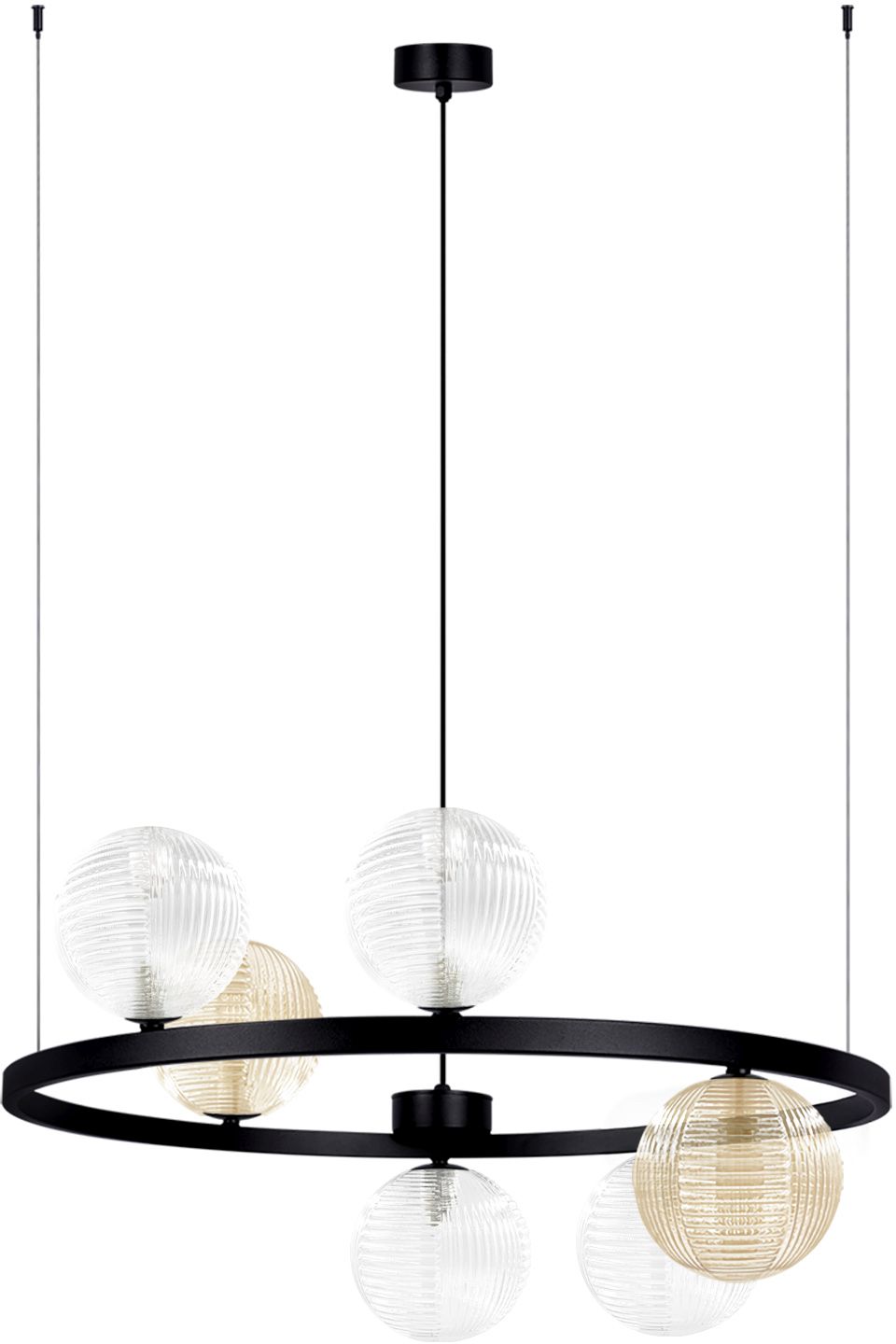 Kaja Saturno lampe suspendue 6x10 W noir-transparent-ambre K-5697