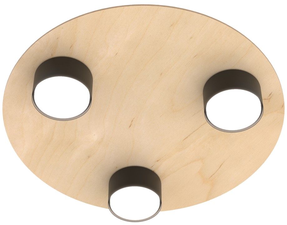 Emibig Pixo plafonnier 3x12 W noir-bois 1443/3