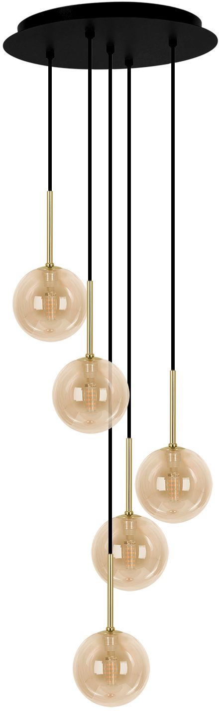 Kaja Galaxy lampe suspendue 5x10 W noir-doré-ambre K-5561