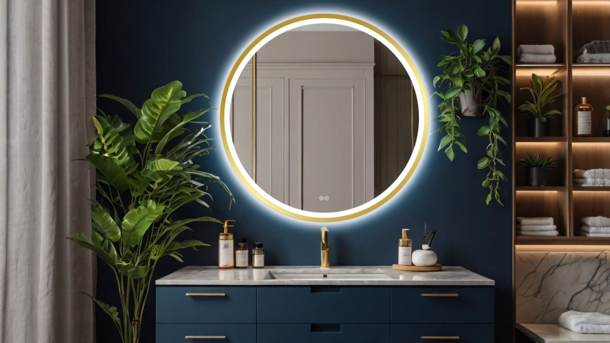 Venti Orion Gold miroir 80x80 cm circulaire avec éclairage oui doré 5905951180311