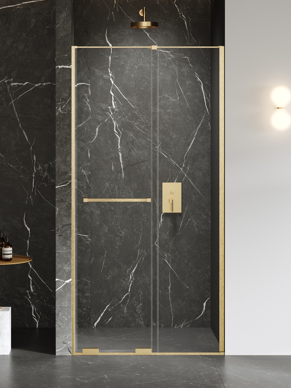 New Trendy Smart porte de douche 120 cm coulissant doré brossé/verre transparent EXK-7512