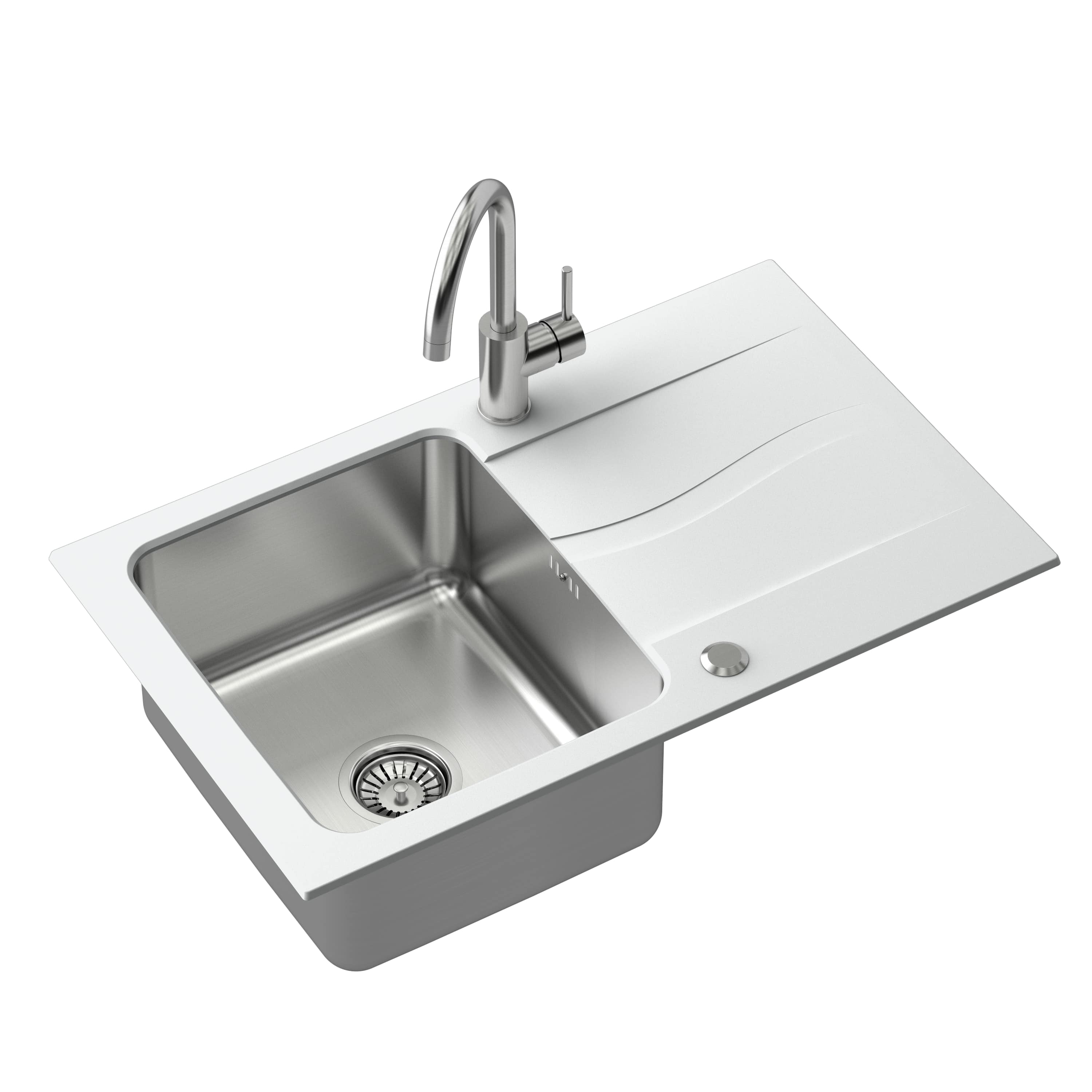 Quadron Michael évier granit-acier inoxydable 78x48 cm blanc FUS_M7848BI_3623500BS