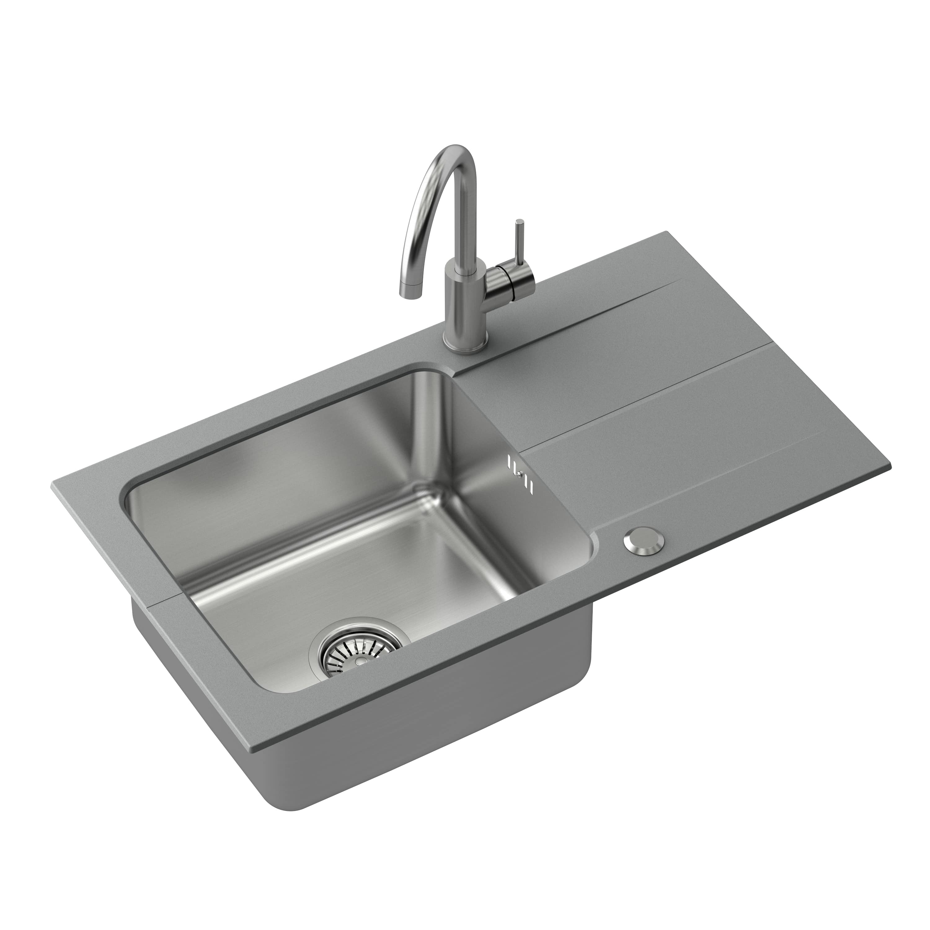 Quadron Edward évier granit-acier inoxydable 78x44 cm gris/graphite/onyx FUS_E7844SZ_3623500BS