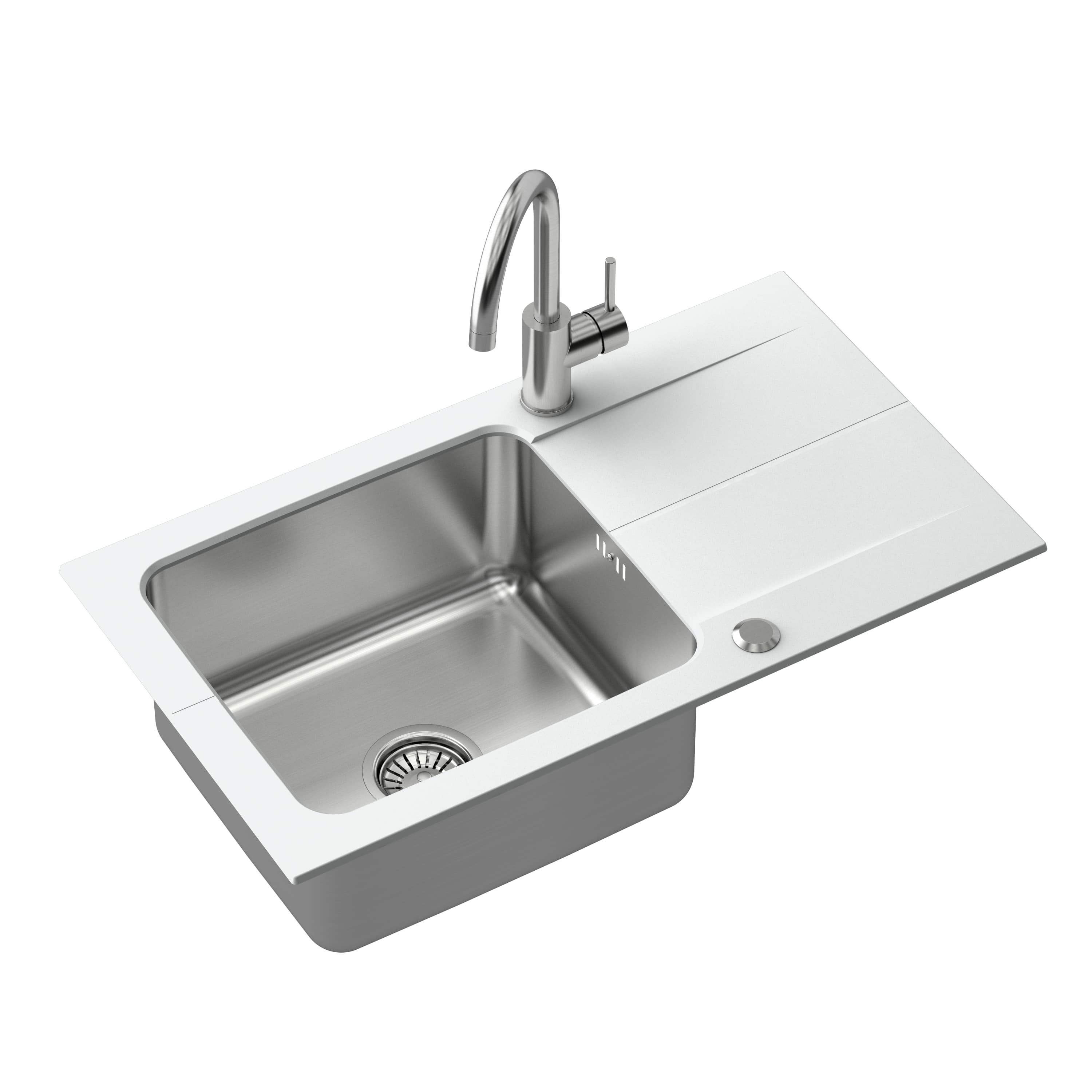 Quadron Edward évier granit-acier inoxydable 78x44 cm blanc FUS_E7844BI_3623500BS