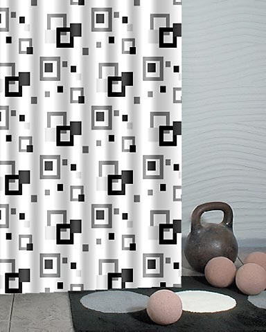 Duschy rideau de douche 200x180 cm blanc-noir-gris 623-50