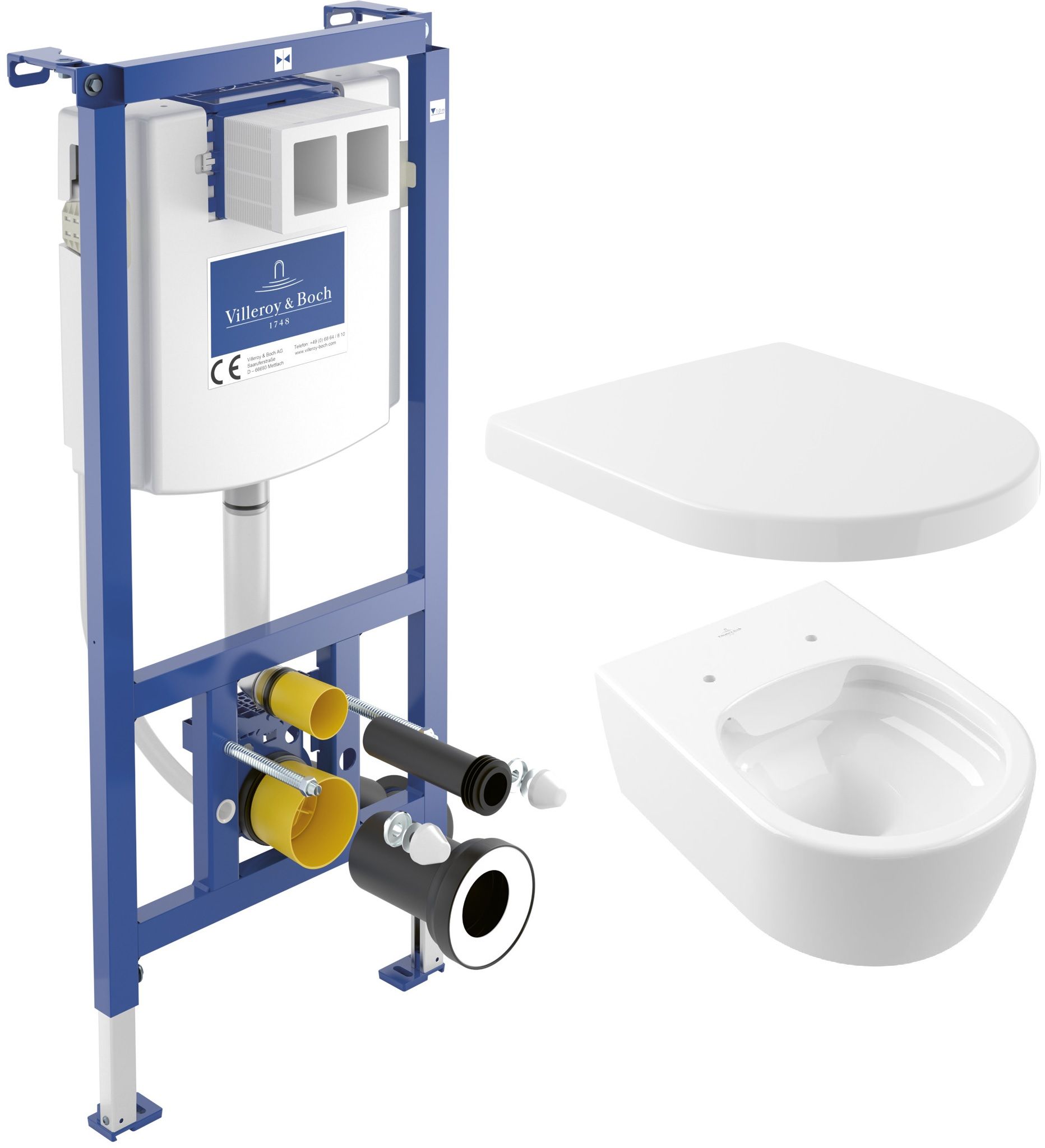 Set cuvette de WC Villeroy & Boch Avento 5656R001, châssis encastré Villeroy & Boch ViConnect 92242700, 9M77C101