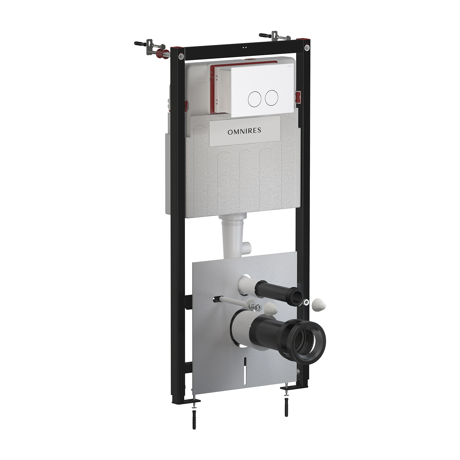 Omnires Flush Set Strongframe + Minimal châssis encastré avec bouton de chasse d'eau pour cuvette suspendue STFWC1MRWM