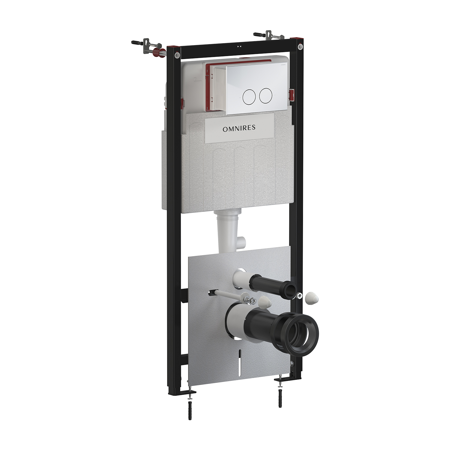 Omnires Eco Flush Set Strongframe + Minimal châssis encastré avec bouton de chasse d'eau pour cuvette suspendue STFWCECO1MRCR
