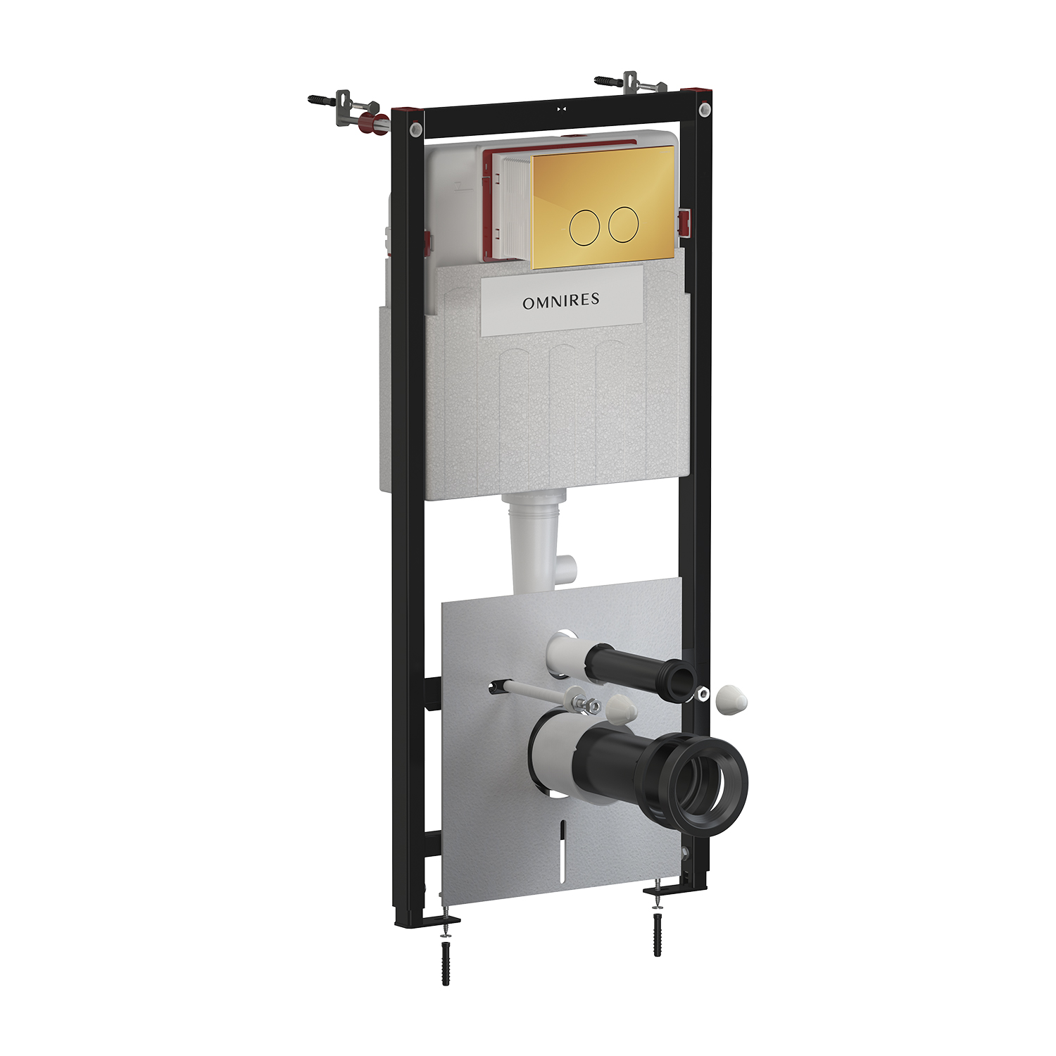 Omnires Eco Flush Set Strongframe + Minimal châssis encastré avec bouton de chasse d'eau pour cuvette suspendue STFWCECO1MRGL
