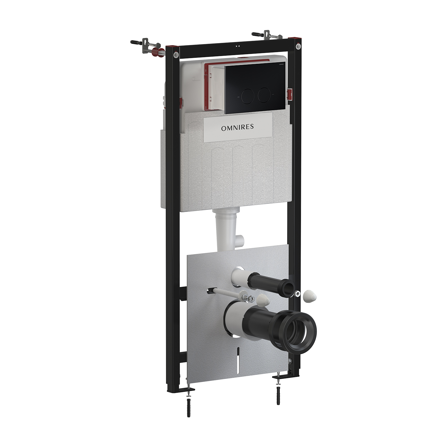 Omnires Eco Flush Set Strongframe + Minimal châssis encastré avec bouton de chasse d'eau pour cuvette suspendue STFWCECO1MRBLM