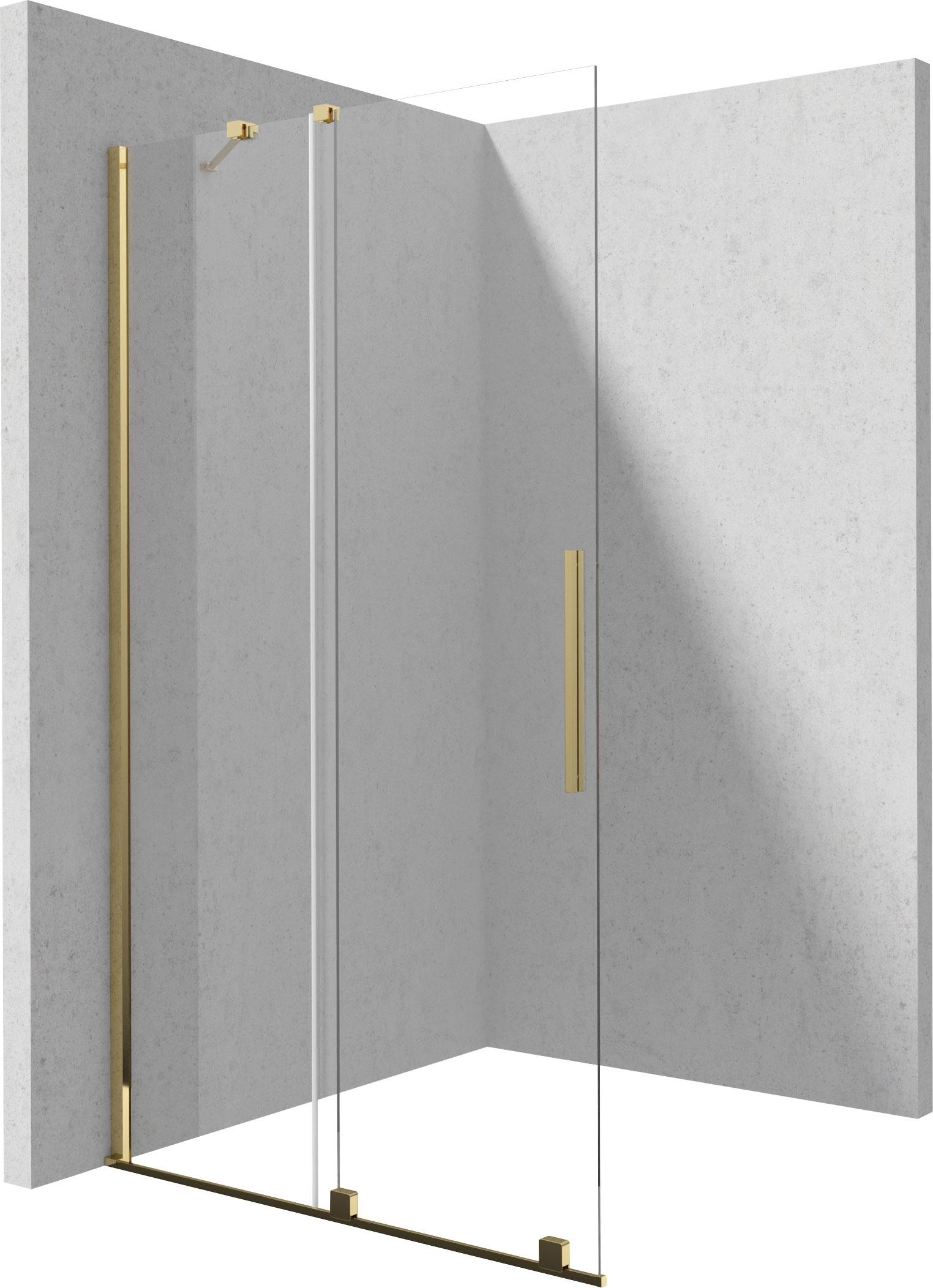 Deante Prizma paroi de douche walk-in 140 cm doré brillant/verre transparent KTJ_Z34R
